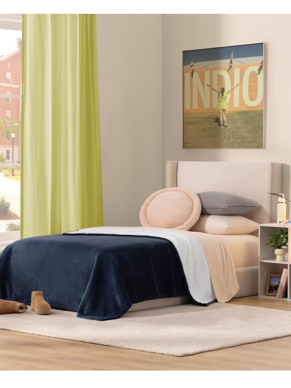 NEW UGG Avery Blanket Plush + Sherpa Navy + White Reversible Twin Size 66" x 90"